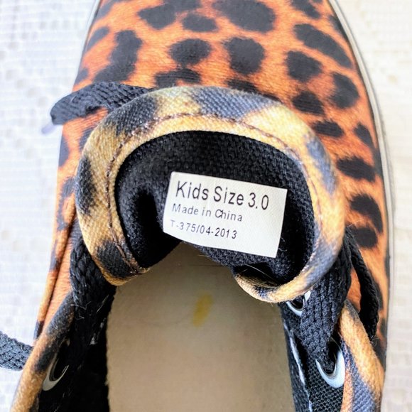 Kids Lace Up VANS | Cheetah Print Shoes | Leopard Print Sneakers | Skate Shoes 3 - Picture 5 of 7